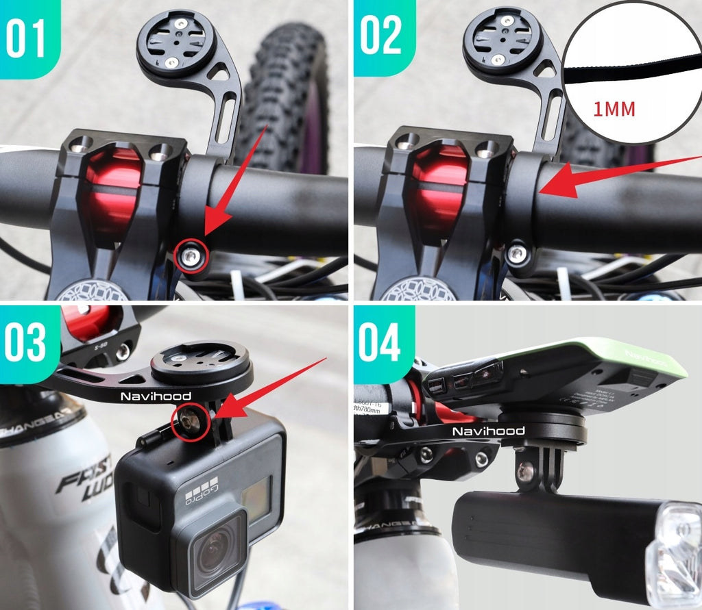 UNIVERSAL BICYCLE HANDLEBAR MOUNT FOR CAMERA AND CYCLING COMPUTER Navihood C4