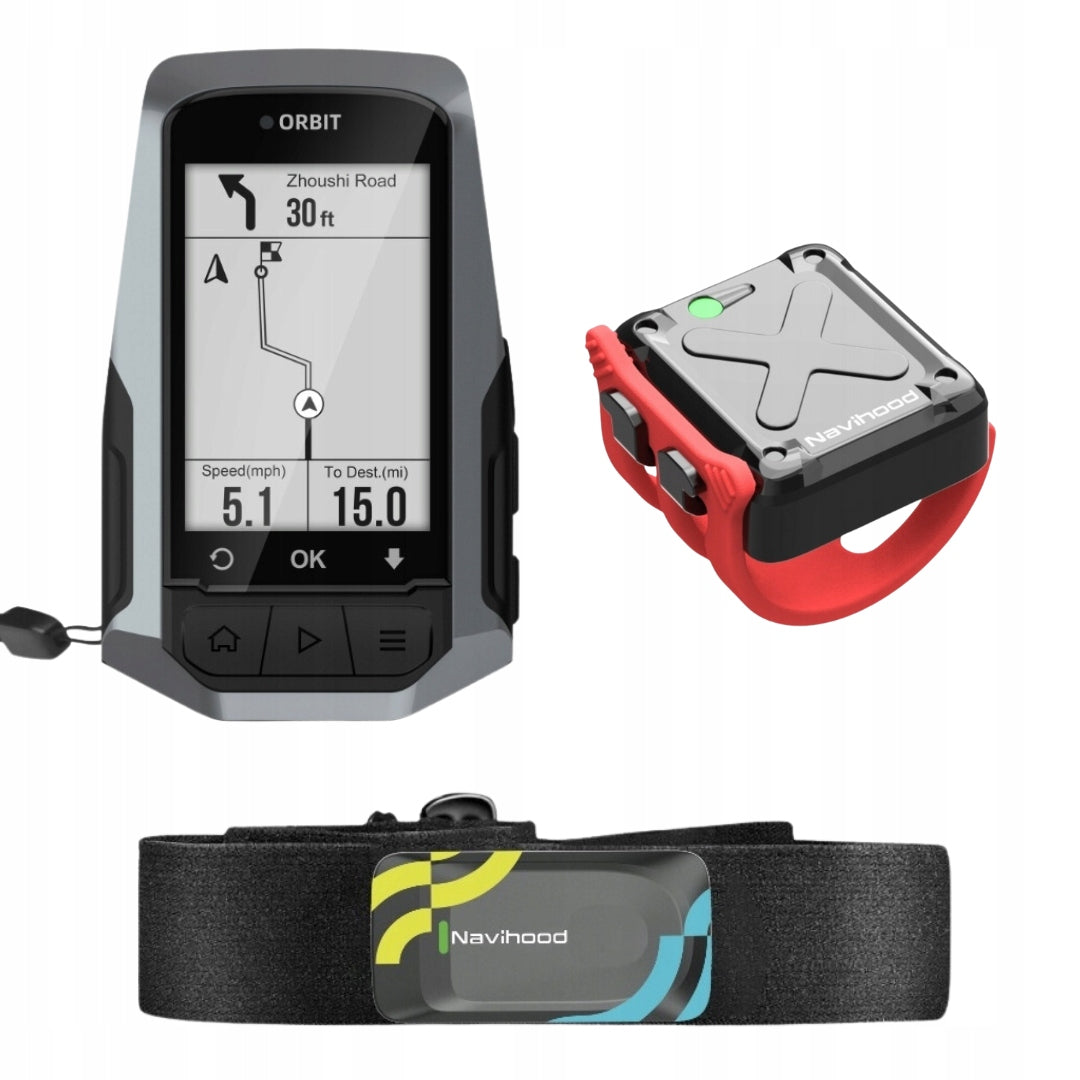 KOMPUTER ROWEROWY NAWIGACJA GPS+ROWEROWY CZUJNIK KADENCJI +PULSOMETR ZESTAW