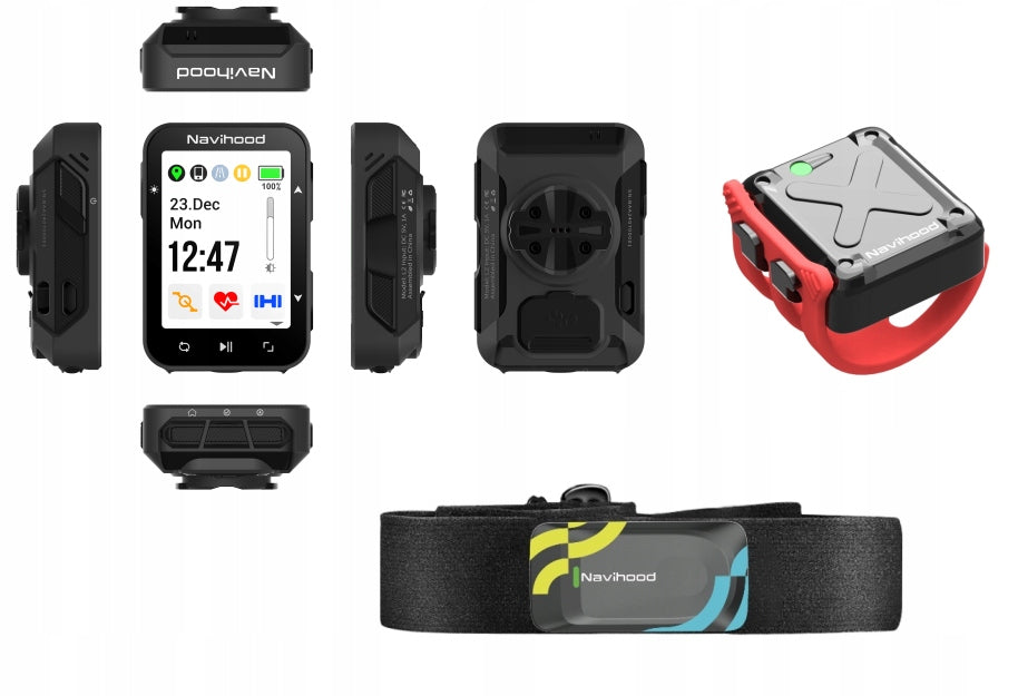 NAVIHOOD GPS BIKE COMPUTER L2 + A2 CADENCE SENSORS A3 HEART RATE MONITOR
