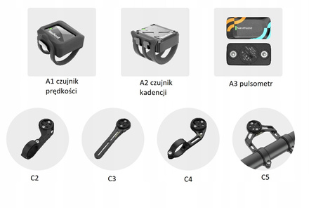 KOMPUTER ROWEROWY NAWIGACJA GPS+ROWEROWE CZUJNIKI KADENCJI+PULSOMETR ZESTAW